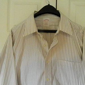 Brooks Bros Dress Shirt, red/grey double stripe